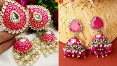 Pink Meenakari Earrings Designs