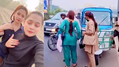 sambhal youtuber sisters mehak pari fight with auto driver video