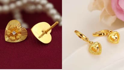 2 gram gold heart shape hoop earrings