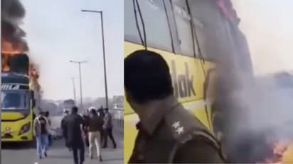 kanpur nh19 double decker bus fire incident