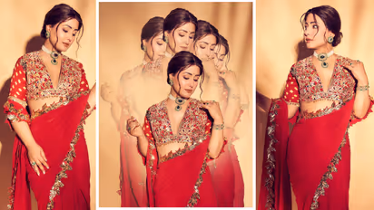 रेड साड़ी स्टाइल आइडिया