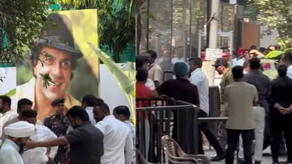 dharmendra birth anniversary celebration sunny deol with son arrive at home