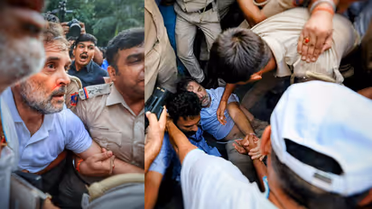 rahul gandhi pm residence protest paper leak delhi police action