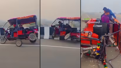 Viral Video: चालत्या ई-रिक्षाचा टायर बदलण्याचा स्टंट, व्हिडिओ पाहून अंगावर काटा येईल