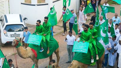 പ്രകടനത്തിന് മാറ്റുകൂട്ടാന് മുസ്ലിം ലീഗ് അണിനിരത്തിയത് ഒട്ടകങ്ങളെ