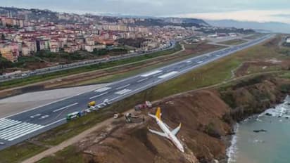 വിമാനം റണ്വേയില് നിന്ന് തെന്നി നീങ്ങി കടലിന് തൊട്ടരികെ