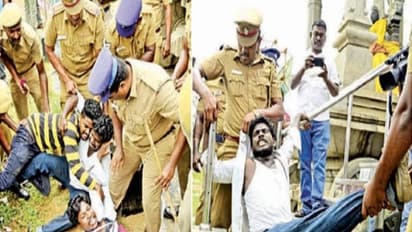 அனிதாவின் சாவுக்கு மத்திய, மாநில அரசுகள் பொறுப்பேற்க வலியுறுத்தி போராடிய மாணவர்களை குண்டுகட்டாக தூக்கிச்சென்ற காவல்துறை…