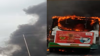 Watch: Bus with 50 students catches fire