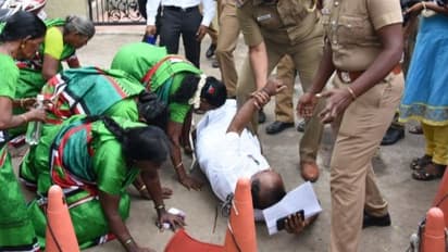 கமிஷனர் அலுவலக வளாகத்தில் அங்கப்பிரதட்சணம் - தீபா ஆதரவு வழக்கறிஞரால் பரபரப்பு!!