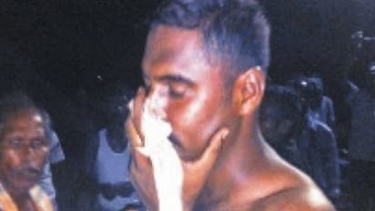 போதையில் பொதுமக்களிடம் ரகளை - கம்பத்தில் கட்டி வைத்து போலீஸ்காரருக்கு தர்மஅடி