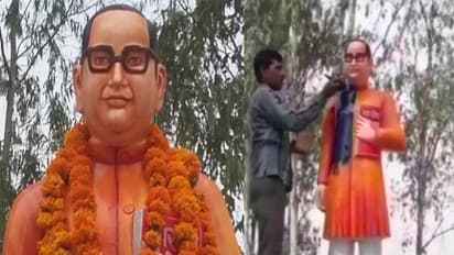 காவி மீண்டும் நீல நிறமானது! பழைய நிலைக்கு மாறிய அம்பேத்கர் சிலை!