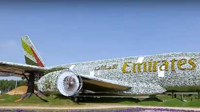 Only in Dubai! Emirates A380 in full bloom at Dubai Miracle Garden