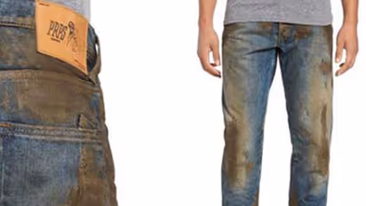 This pair of muddy jeans wants you to believe men work very hard