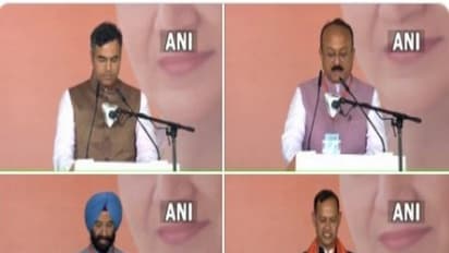Delhi BJP MLAs Parvesh Sahib Singh, Ashish Sood, Manjinder Singh Sirsa and Ravinder Indraj Singh take oath as ministers (Photo/ANI)