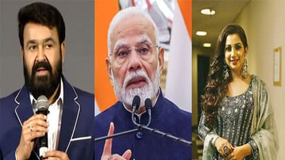 Mohanlal, PM Modi, Shreya Ghoshal (Photo/@Mohanlal/ANI/@shreyaghoshal)