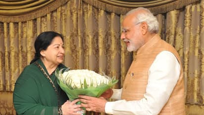 Prime Minister Narendra Modi meeting former Tamil Nadu CM Jayalalithaa (Photo/ANI)