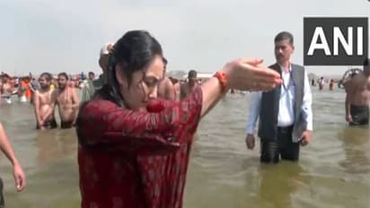 Former BJP leader Nupur Sharma at Triveni Sangam on Tuesday. (Photo/ANI)