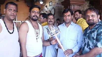 Silver trident offered to Lord Mahakal by devotee from Gujarat on Shiv Navratri (Photo/ANI)