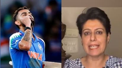 Virat Kohli celebrating his ton (L) and Anjum Chopra (R). (File Photo)