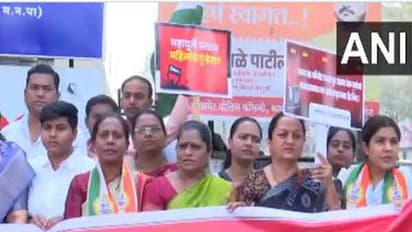 NCP-SCP leaders, workers stage protest against Pune rape incident on Thursday (Photo/ANI)