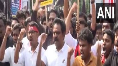 Visuals from the protest (Photo/ANI)