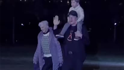 Elon Musk with his mother May and son X (Photo/US Network pooI via Reuters)