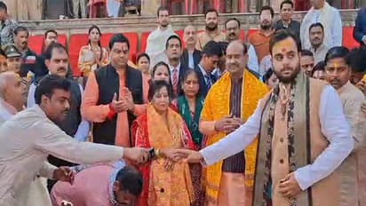 Lok Sabha Speaker Om Birla, along with his wife at Keshighat (Photo/ANI)