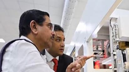 Minister Pralhad Joshi at Goldi Solar facility in Surat (Image: X/@goldisolar)