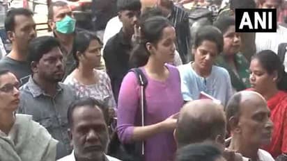 Students in queue outside exam centre. (Photo/ANI)