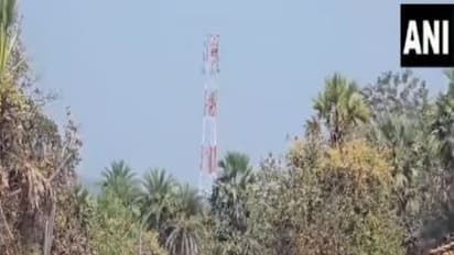A mobile tower in Vardali, Bijapur, bringing connectivity.(Photo/ANI)