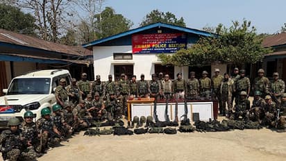 Manipur Police with the seized items (Photo/@manipur_police)