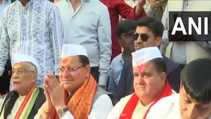 Pushkar Singh Dhami attends Holi Milan Samaroh in Delhi (Photo: ANI)