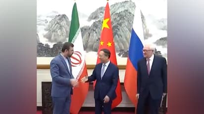 Foreign ministers of Iran, China and Russia in Beijing. (Photo credit x/@globaltimesnews)