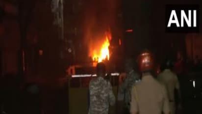 Police deployed after violence broke out in Mahal area of Nagpur following a dispute between two groups (Photo/ANI)