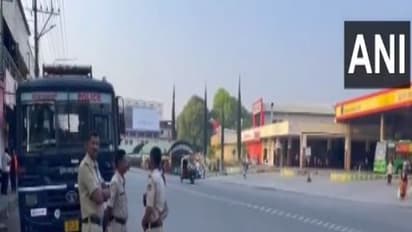 Police personnel deployed in Hassan (Photo/ANI)