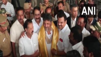 Karnataka Deputy CM DK Shivakumar reaches Chennai. (Photo/ANI)