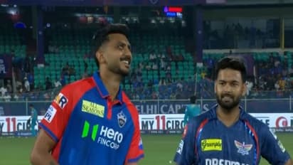 DC captain Axar Patel and LSG skipper Rishabh Pant during toss (Photo: @ipl/X) 