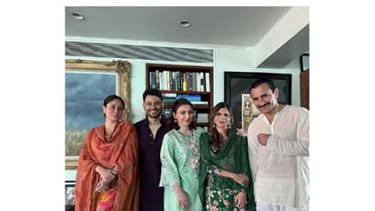 Saif Ali Khan and his family members (Image source: Saba Pataudi's Instagram)