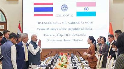 PM Modi with Thai Prime Minister Paetongtarn Shinawatra during a bilateral discussion between India and Thailand. (Photo/ ANI)