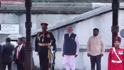 PM Modi welcomed at Colombo’s Independence Square by Sri Lankan President Dissanayake. (Photo: ANI)