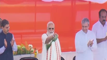 Prime Minister Narendra Modi flagging off the first train at New Pambam Bridge (Photo/ANI)