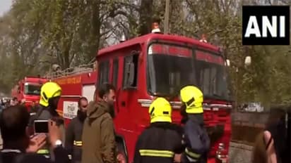 Fire breaks out in hut of estate department in Srinagar (Photo/ANI)