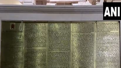 Brass plates carrying history of Ram Janmbhoomi movement installed in Ayodhya(Photo/ANI)