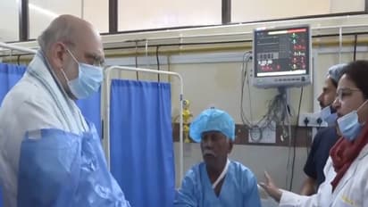 Union Home Minister Amit Shah at hospital (Photo/ANI)