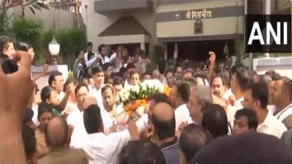 Visuals of mortal remains of DInesh Miraniya being carried to his residence in Raipur, Chhattisgarh (Photo/ANI)