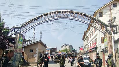 National Security Guard (NSG) and Paramilitary personnel stand guard outside Jammu and Kashmir Armed Police Headquarter - Police Control Room (Photo/ANI))