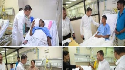 Goa Health Minister Vishwajit Rane meets patients injured in the Shirgao Lairai Zatra incident at Goa Medical College (Photo/@visrane) 