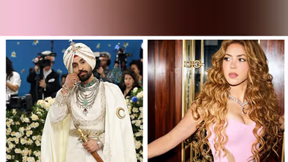 Punjabi actor Diljit Dosanjh with international singer Shakira (Image source: Shakira's Instagram and MTV)