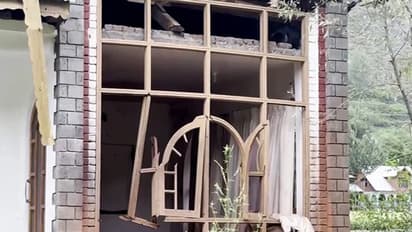 A view of a broken window in shelling by Pakistan, in Baramulla (Image/ANI)