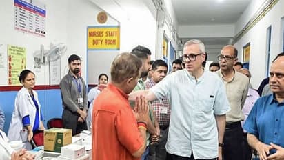 JK CM Omar Abdullah at GMC Hospital Jammu on Friday (Photo/ ANI)
